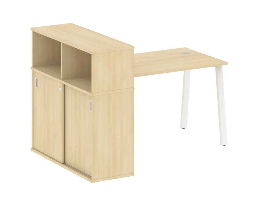 Стол письменный на А-образном м/к с опорным шкафом-купе 161x112x109,8 Metal System