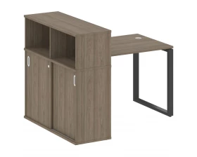 Стол письменный на О-образном м/к с опорным шкафом-купе 141x112x109,8 Metal System images