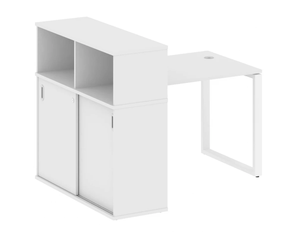 Стол письменный на О-образном м/к с опорным шкафом-купе 141x112x109,8 Metal System