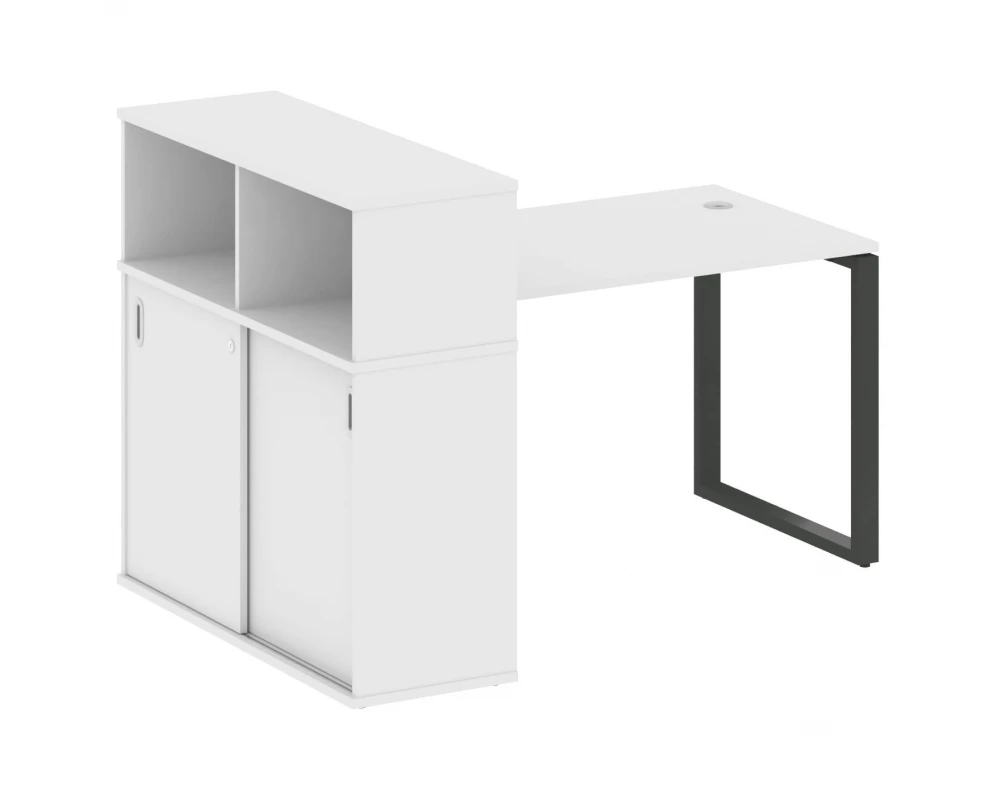 Стол письменный на О-образном м/к с опорным шкафом-купе 161x112x109,8 Metal System