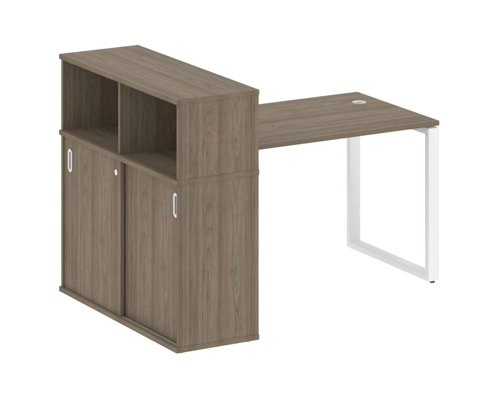 Стол письменный на О-образном м/к с опорным шкафом-купе 161x112x109,8 Metal System