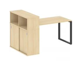 Стол письменный на О-образном м/к с опорным шкафом-купе 181x112x109,8 Metal System images