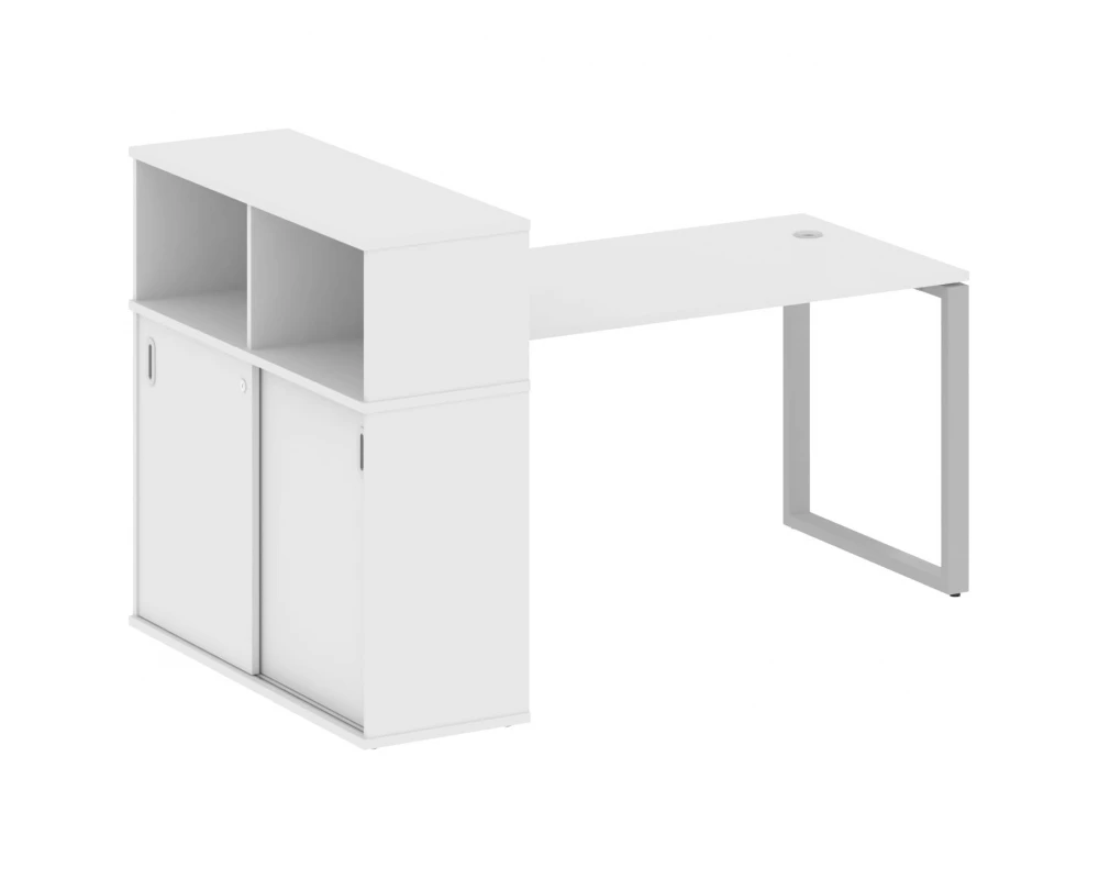 Стол письменный на О-образном м/к с опорным шкафом-купе 181x112x109,8 Metal System