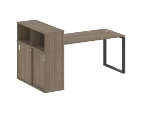 Стол письменный на О-образном м/к с опорным шкафом-купе 201x112x109,8 Metal System images