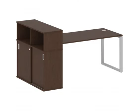 Стол письменный на О-образном м/к с опорным шкафом-купе 201x112x109,8 Metal System images