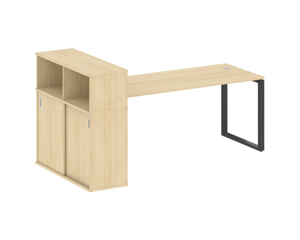 Стол письменный на О-образном м/к с опорным шкафом-купе 221x112x109,8 Metal System