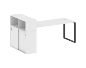 Стол письменный на О-образном м/к с опорным шкафом-купе 221x112x109,8 Metal System images