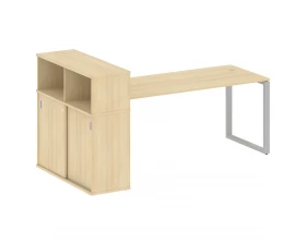 Стол письменный на О-образном м/к с опорным шкафом-купе 221x112x109,8 Metal System images