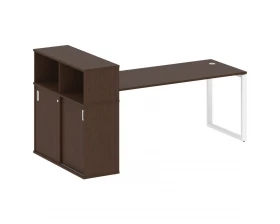 Стол письменный на О-образном м/к с опорным шкафом-купе 221x112x109,8 Metal System images