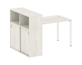 Стол письменный на П-образном м/к с опорным шкафом-купе 161x112x109,8 Метал Систем / Metal System images