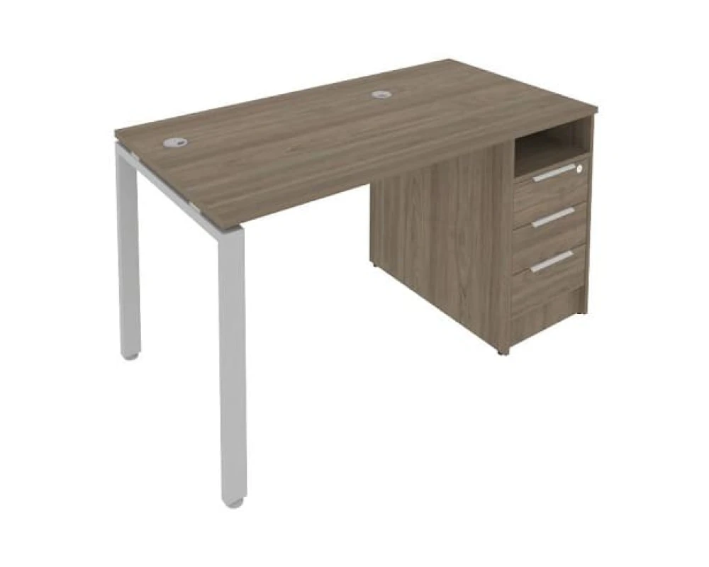 Рабочая станция на П-образном м/к с опорной тумбой 141,2x72x75 Метал Систем / Metal System