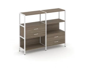 Двухсекционный стеллаж трехярусный с ящиками на двух ярусах 1590х400х1246 Shelf System images
