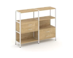 Двухсекционный стеллаж трехярусный с ящиками на двух ярусах 1590х400х1246 Shelf System images