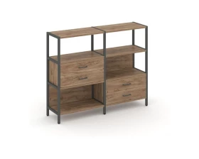 Двухсекционный стеллаж трехярусный с ящиками на двух ярусах 1590х400х1246 Shelf System images