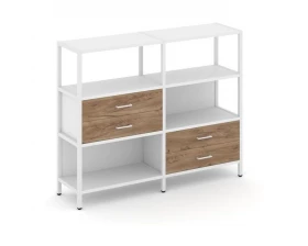 Двухсекционный стеллаж трехярусный с ящиками на двух ярусах 1590х400х1246 Shelf System images