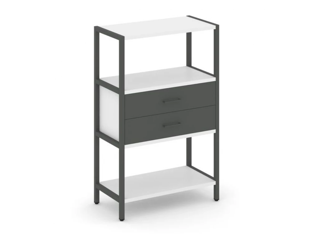 Односекционный стеллаж трехярусный с ящиками 810х400х1246 Shelf System