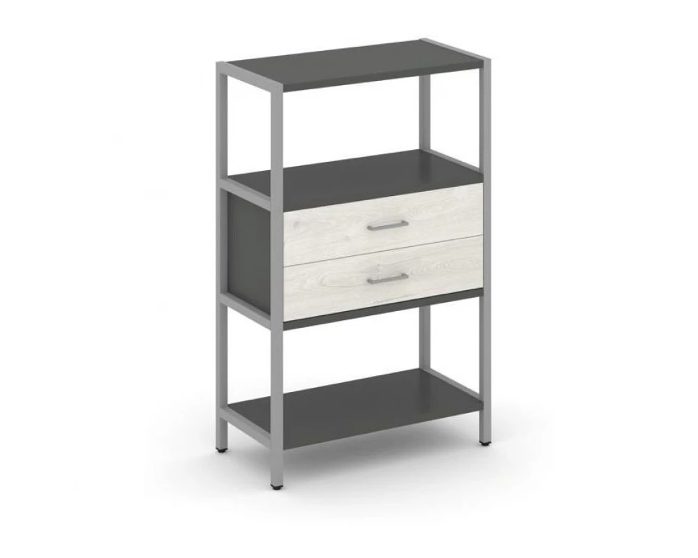 Односекционный стеллаж трехярусный с ящиками 810х400х1246 Shelf System