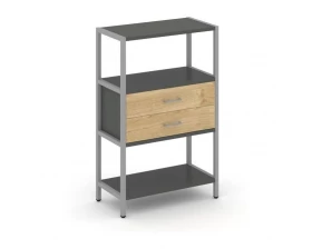 Односекционный стеллаж трехярусный с ящиками 810х400х1246 Shelf System images