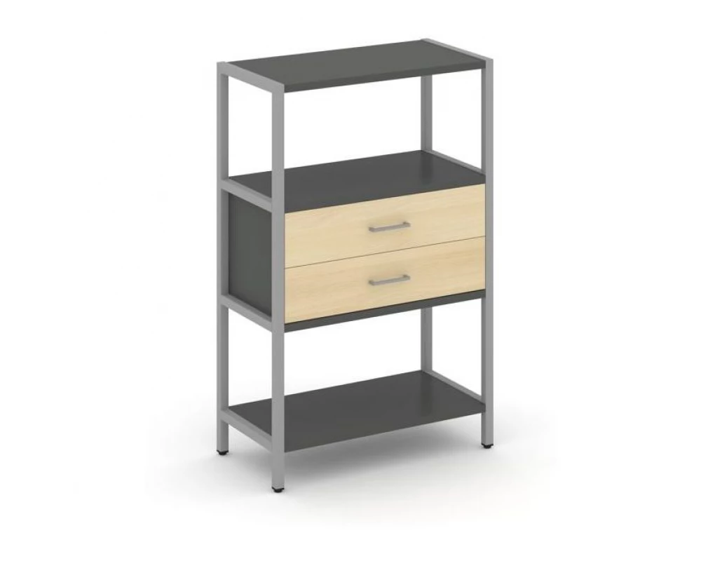 Односекционный стеллаж трехярусный с ящиками 810х400х1246 Shelf System