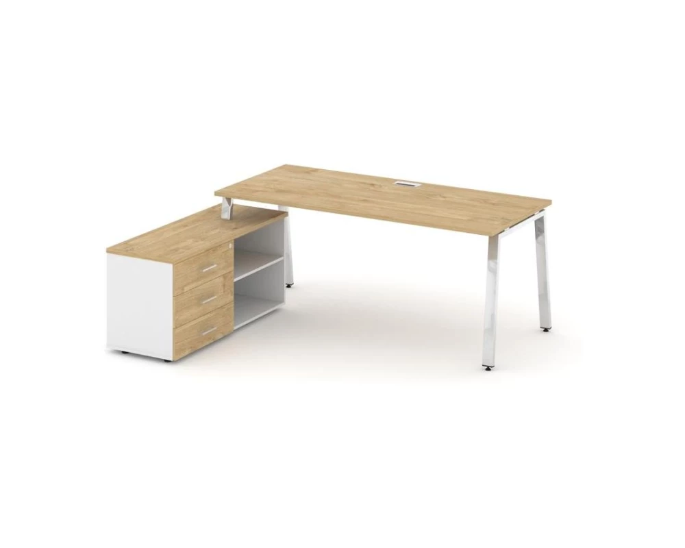 Стол письменный с греденцией левой на А-образном каркасе 1380x800x750 Style Project Direct Lux