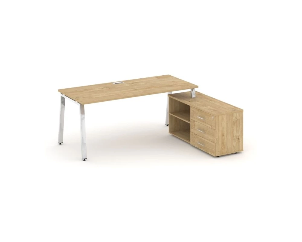 Стол письменный с греденцией правой на А-образном каркасе 1580x800x750 Style Project Direct Lux
