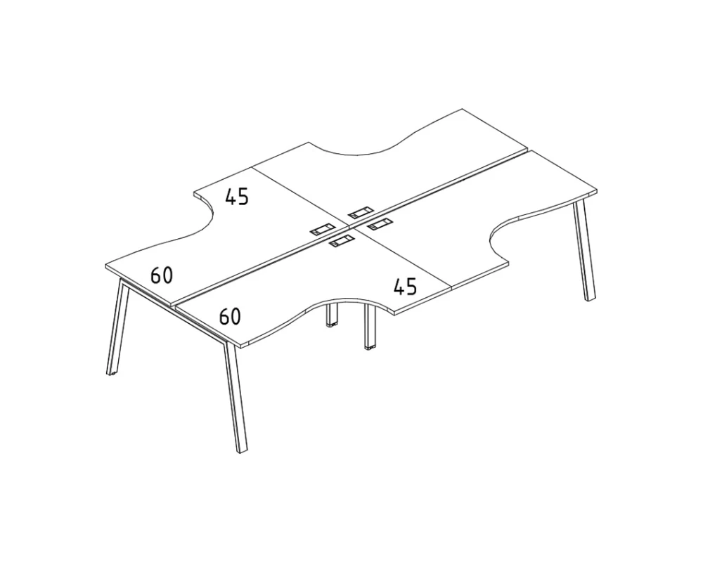 Рабочая станция со столами (4х140) каркас TRE A4.PRO