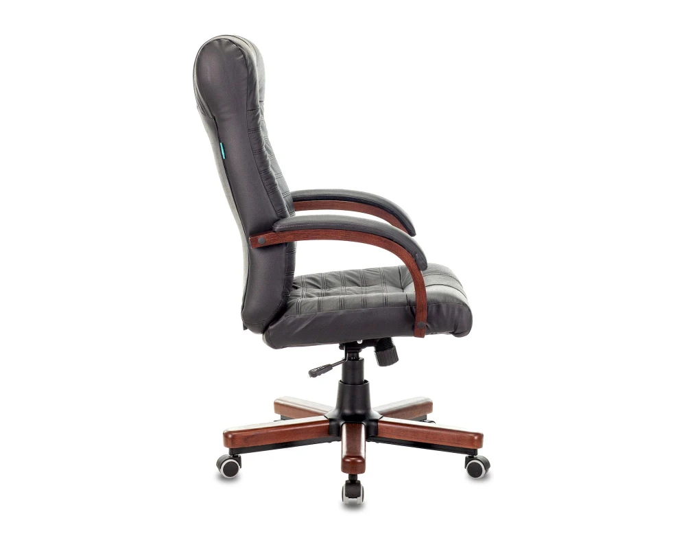 Кресло Бюрократ KB-10WALNUT/B/LEATH Натуральная кожа, Черный