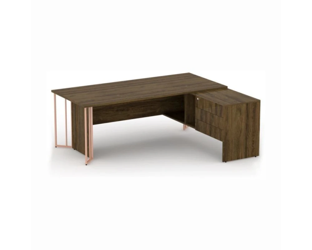 Стол руководителя с тумбой правый 207х168х75 Art Speech Дуб чарльстон