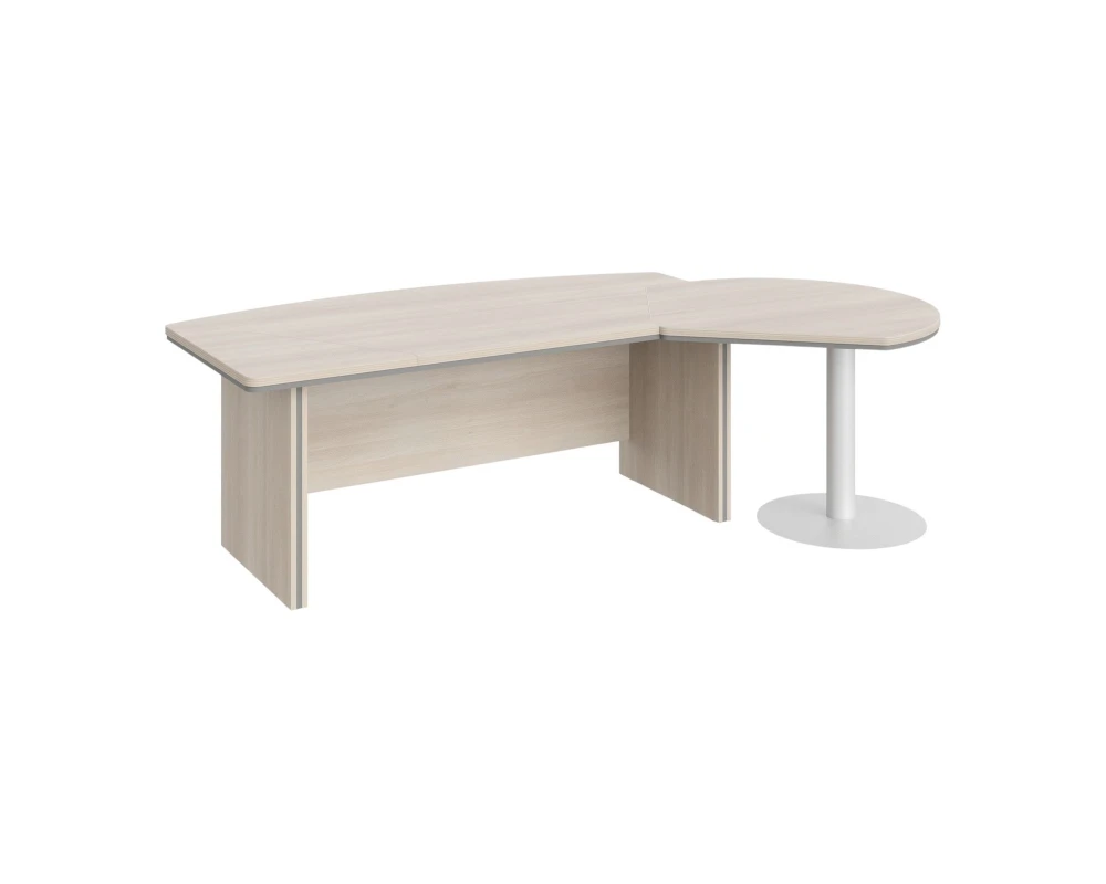 Стол руководителя с брифингом R 235х155х76 Berlin Director Акация светлая/Серый