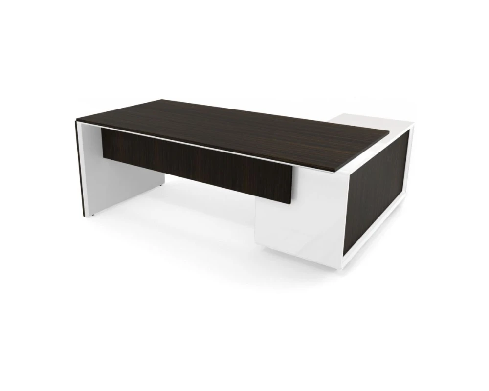 Стол с тумбой (3 ящика) без блока розеток L 192х167х76,3 Platinum Венге/Белый глянец