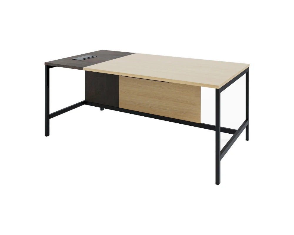 Стол руководителя правый 180х95х74 Prime Дуб парма/хромикс бронза/антрацит