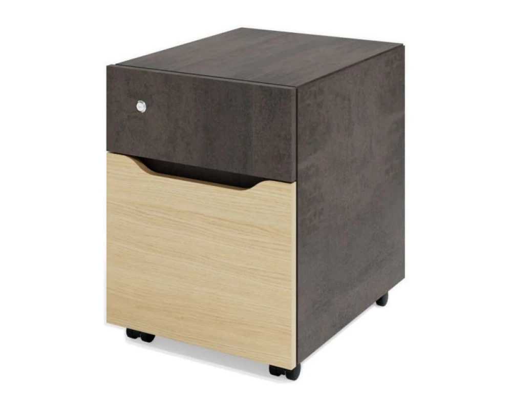 Тумба мобильная 44х54х58 Prime Дуб парма/хромикс бронза