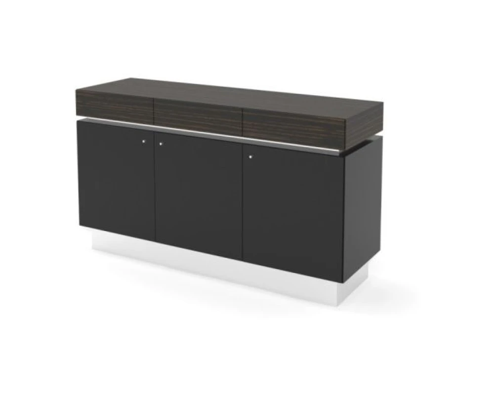 Греденция для фригобара new 165х51х95 (3 ящика) Trevizo Венге/Черный глянец