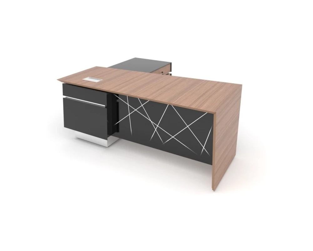 Рабочее место правое 206,4х178х78 Trevizo Орех каналетто/Черный глянец