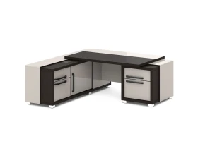 Стол с тумбой и греденцией (беспроводная зарядка, 2xUSB, розетка) 2070х2016х750 Грейс / Grace images