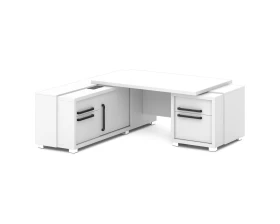 Стол с тумбой и греденцией (беспроводная зарядка, 2xUSB, розетка) 2070х2016х750 Грейс / Grace images