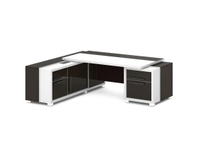 Стол с тумбой и греденцией (беспроводная зарядка, 2xUSB, розетка) 2270х2016х750 Грейс / Grace images