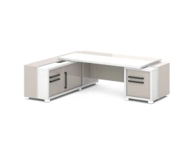 Стол с тумбой и греденцией (беспроводная зарядка, 2xUSB, розетка) 2470х2016х750 Грейс / Grace images