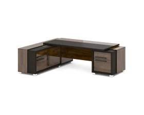 Стол с тумбой и греденцией (беспроводная зарядка, 2xUSB, розетка) 2470х2016х750 Грейс / Grace images