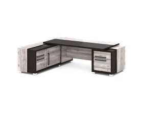 Стол с тумбой и греденцией (беспроводная зарядка, 2xUSB, розетка) 2470х2016х750 Грейс / Grace images