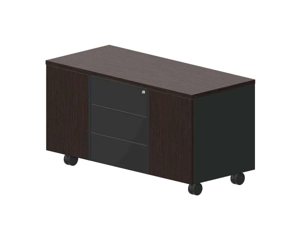 Тумба мобильная сервисная (3 секции, без ручек) 120х53х63,7 Фабер / Faber Дуб Мокко/Антрацит