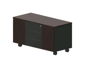 Тумба мобильная сервисная (3 секции, без ручек) 120х53х63,7 Фабер / Faber Дуб Мокко/Антрацит images